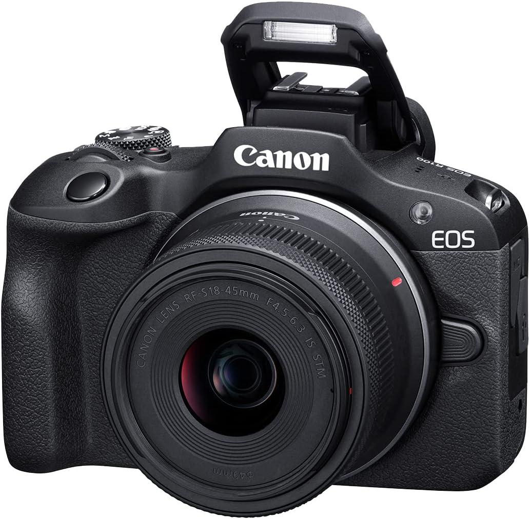 Canon EOS R100 Mirrorless Camera with RF-S18-45mm F4.5-6.3 is STM & RF-S55-210mm F5-7.1 is STM Lenses, APS‑C Sensor, 24.1 MP, 4K Video, Lightweight Vlogging Camera for Entry-Level Creators, Black