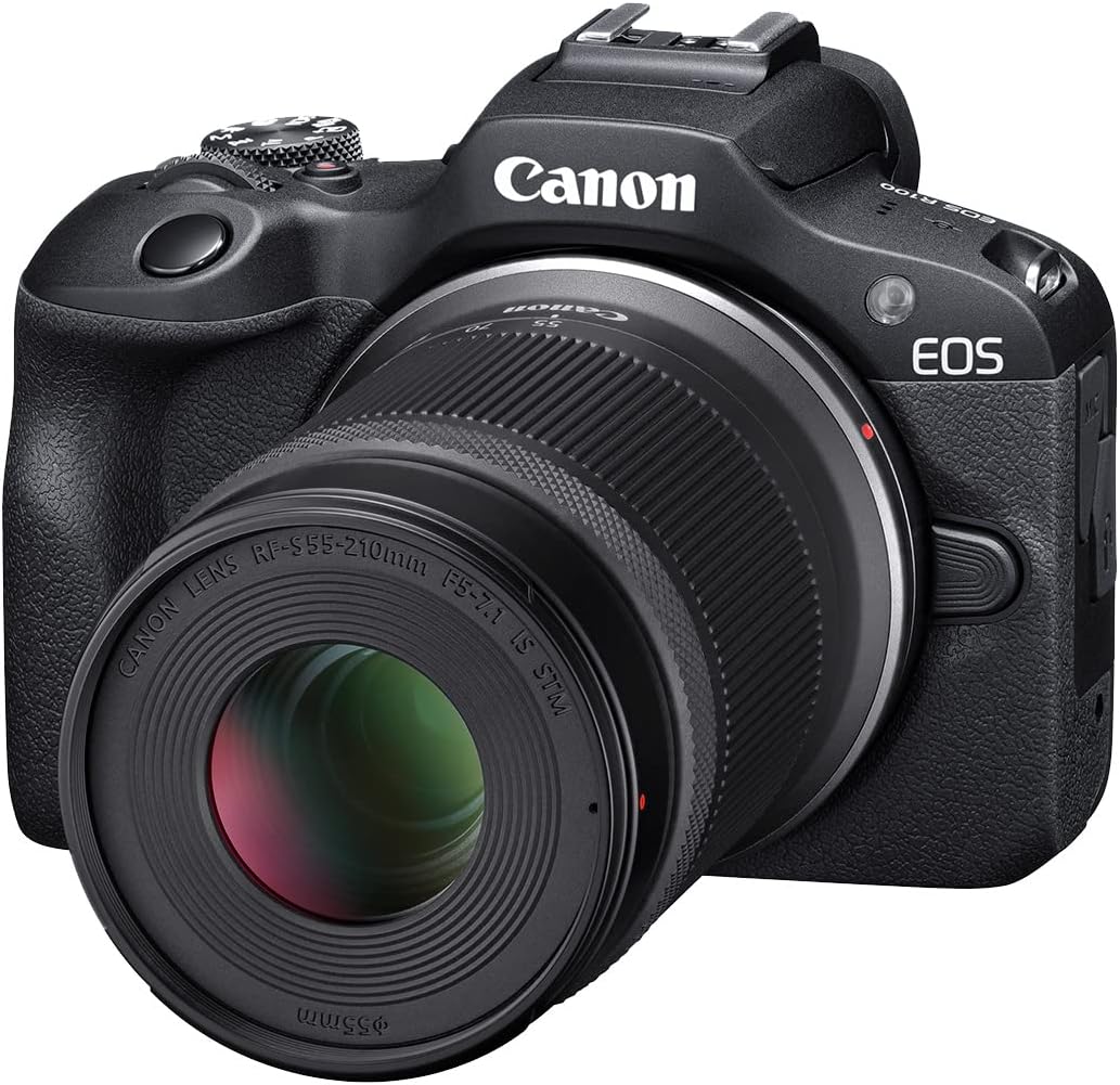 Canon EOS R100 Mirrorless Camera with RF-S18-45mm F4.5-6.3 is STM & RF-S55-210mm F5-7.1 is STM Lenses, APS‑C Sensor, 24.1 MP, 4K Video, Lightweight Vlogging Camera for Entry-Level Creators, Black